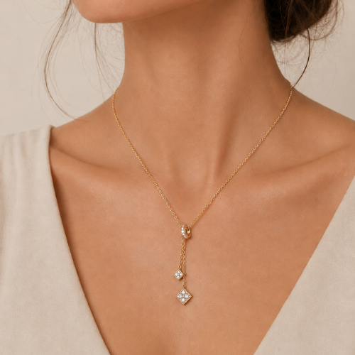 Crystal Drop Lariat Necklace
