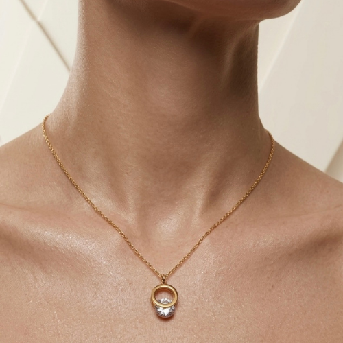 Aurora Crystal Circle Necklace