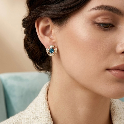 Ocean Blue Crystal Stud Earrings