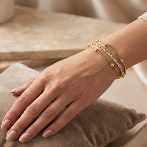 Elegant Gold Crystal Layered Bracelet