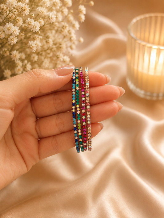 Rainbow Crystal Tennis Bracelet – Gold-Plated Multicolor CZ Bracelet