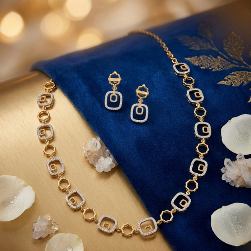 Royal Blue Velvet Necklace Set