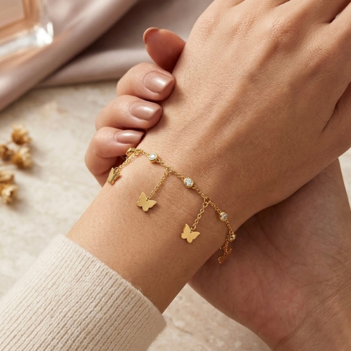 Golden Butterfly Charm Bracelet