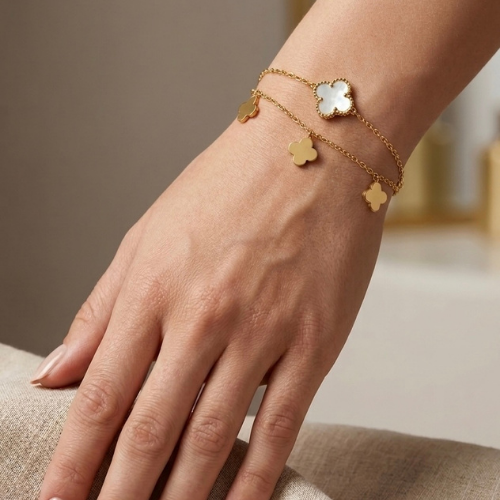 Gold Clover Charm Bracelet