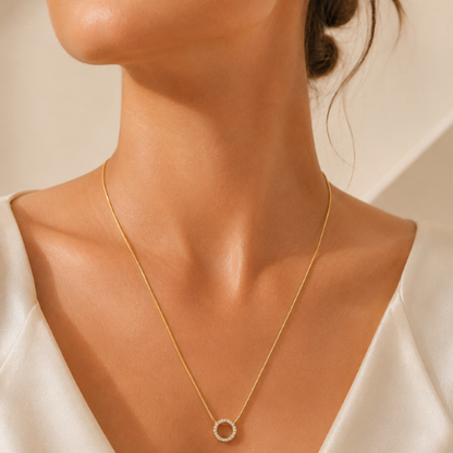 Crystal Circle Pendant Necklace