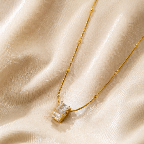 Emerald Baguette Crystal Necklace