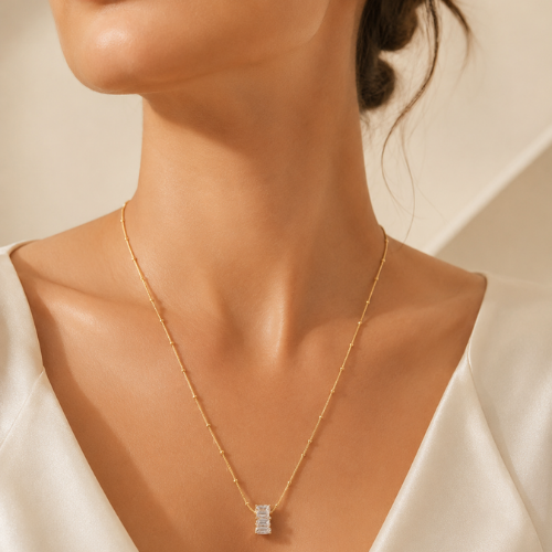 Emerald Baguette Crystal Necklace