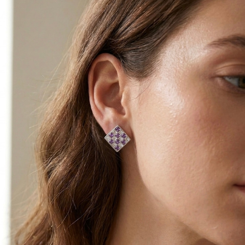 Lavender Princess Crystal Studs Earrings
