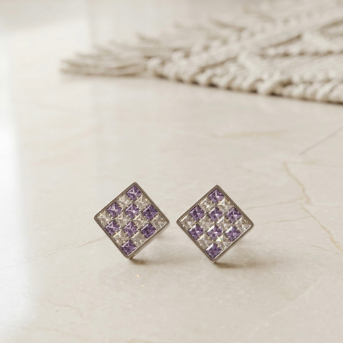 Lavender Princess Crystal Studs Earrings