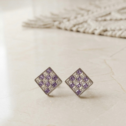 Lavender Princess Crystal Studs Earrings