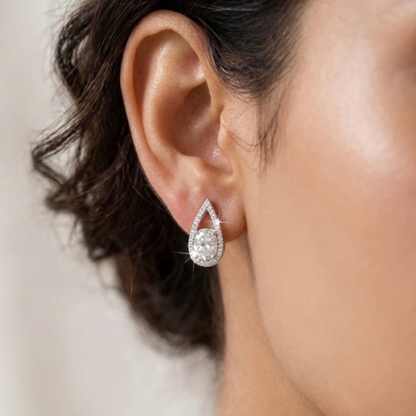 Royal Round-cut Teardrop Halo Earrings