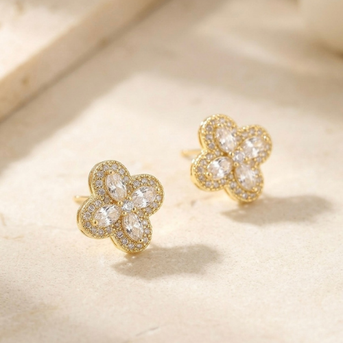 Bloom Crystal Flower Stud Earrings