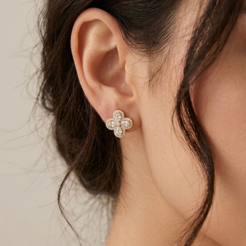 Bloom Crystal Flower Stud Earrings