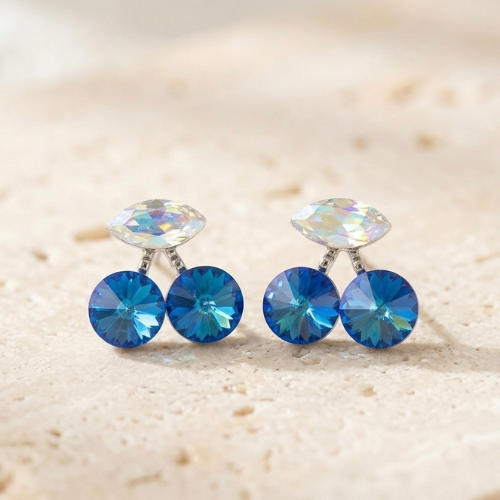 Sapphire Aurora Crystal Stud Earrings