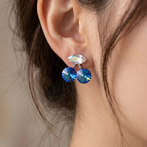 Sapphire Aurora Crystal Stud Earrings