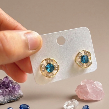 Ocean Blue Crystal Stud Earrings
