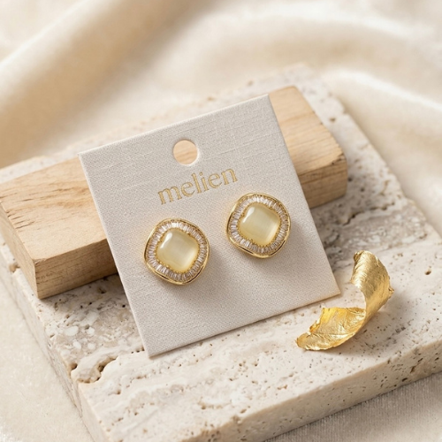 Ivory Luxe Cushion Stud Earrings