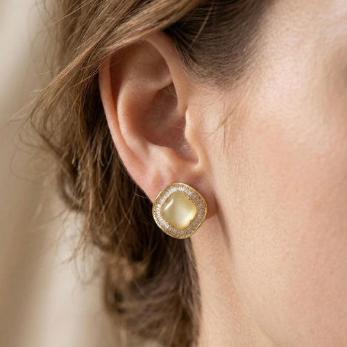 Ivory Luxe Cushion Stud Earrings