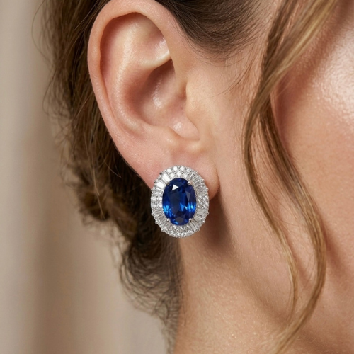 Sapphire Majesty Halo Stud Earrings