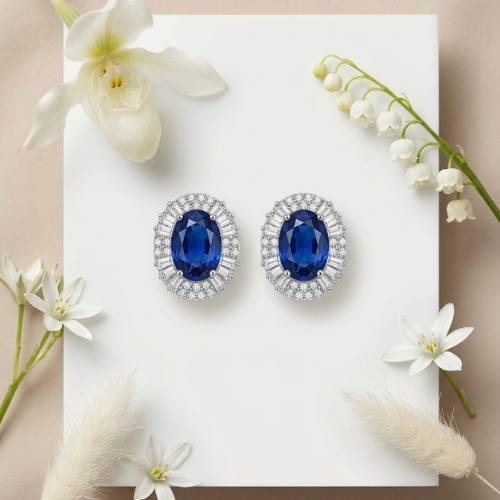 Sapphire Majesty Halo Stud Earrings