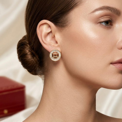 Celestial Circle Crystal Stud Earrings