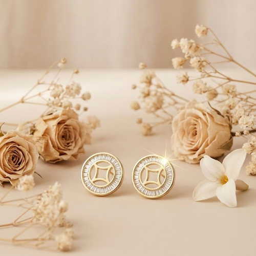 Celestial Circle Crystal Stud Earrings