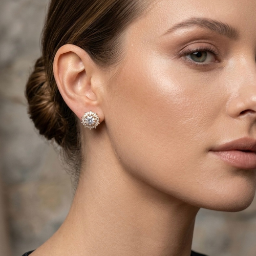Radiant Sunburst Crystal Stud Earrings