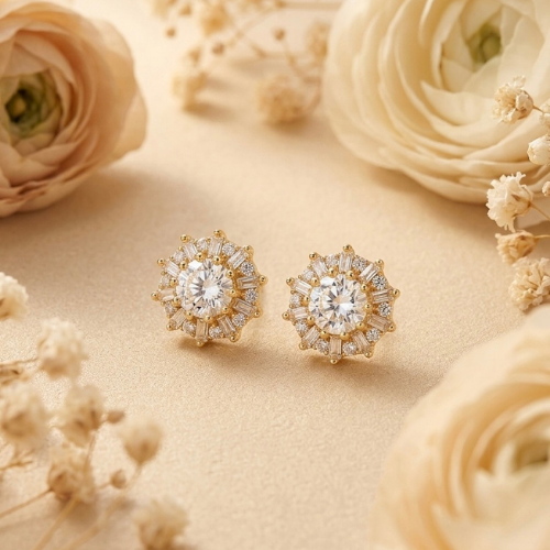 Radiant Sunburst Crystal Stud Earrings