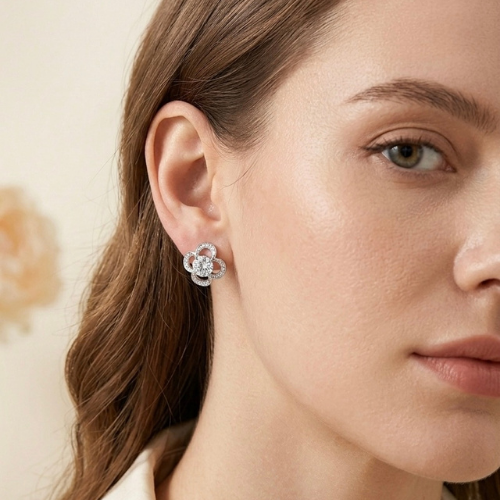 Blossom Sparkle Floral Stud Earrings